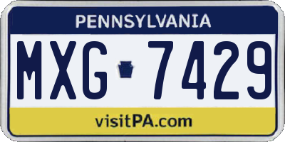 PA license plate MXG7429