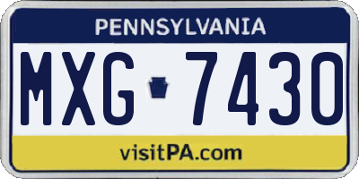 PA license plate MXG7430