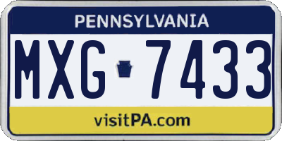 PA license plate MXG7433