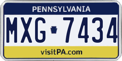 PA license plate MXG7434