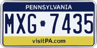 PA license plate MXG7435