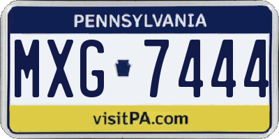 PA license plate MXG7444