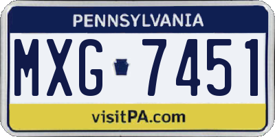 PA license plate MXG7451