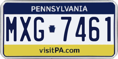 PA license plate MXG7461