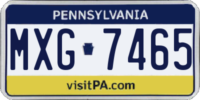 PA license plate MXG7465