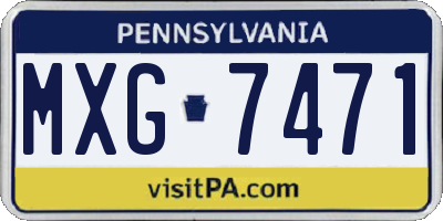 PA license plate MXG7471