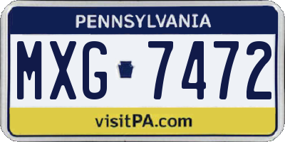 PA license plate MXG7472