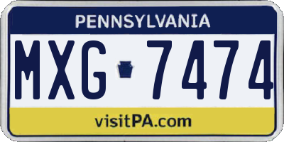 PA license plate MXG7474
