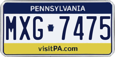 PA license plate MXG7475