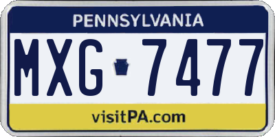 PA license plate MXG7477
