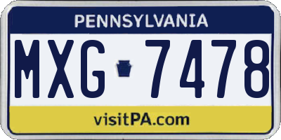 PA license plate MXG7478
