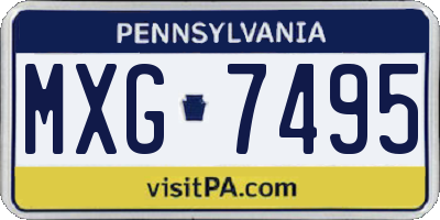 PA license plate MXG7495