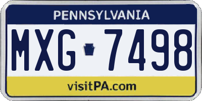 PA license plate MXG7498