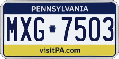 PA license plate MXG7503