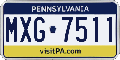 PA license plate MXG7511