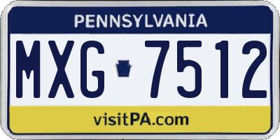 PA license plate MXG7512