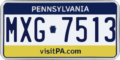 PA license plate MXG7513