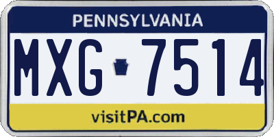 PA license plate MXG7514