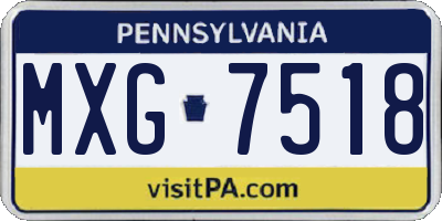 PA license plate MXG7518