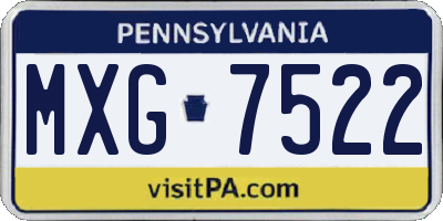 PA license plate MXG7522