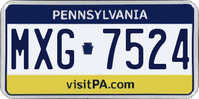PA license plate MXG7524