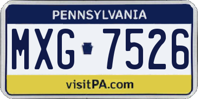 PA license plate MXG7526