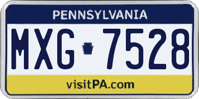 PA license plate MXG7528