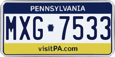 PA license plate MXG7533
