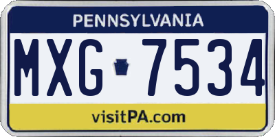 PA license plate MXG7534