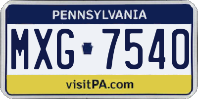 PA license plate MXG7540