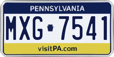 PA license plate MXG7541