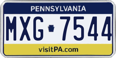 PA license plate MXG7544
