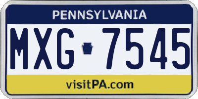 PA license plate MXG7545