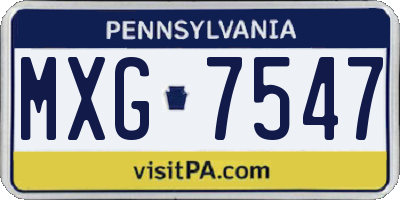 PA license plate MXG7547