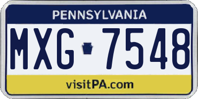 PA license plate MXG7548