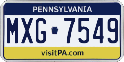 PA license plate MXG7549