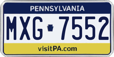 PA license plate MXG7552