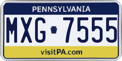 PA license plate MXG7555