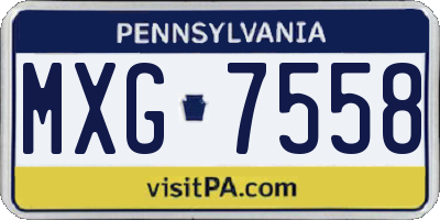 PA license plate MXG7558