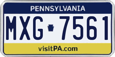 PA license plate MXG7561
