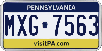 PA license plate MXG7563