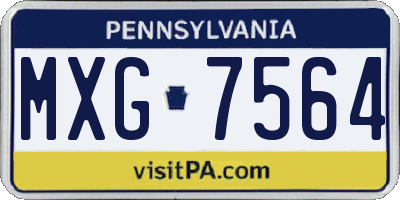 PA license plate MXG7564