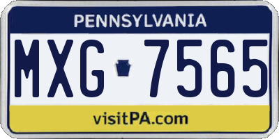 PA license plate MXG7565