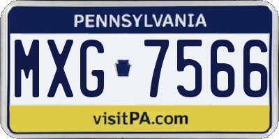 PA license plate MXG7566