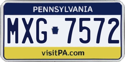 PA license plate MXG7572
