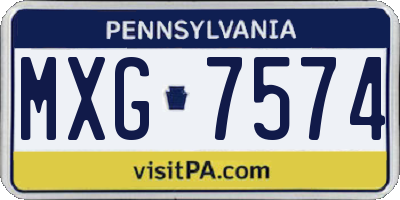 PA license plate MXG7574