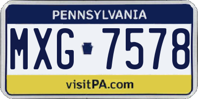 PA license plate MXG7578