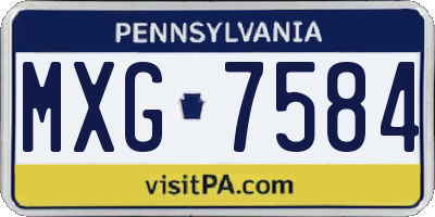 PA license plate MXG7584