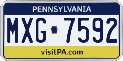 PA license plate MXG7592