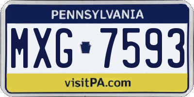 PA license plate MXG7593